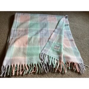 Vintage‎ Faribo Pastel Blanket, Faribault Woolen Mills , fringed